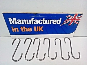 7" MEDIUM S - HOOK x 6 units stainless 6mm dia 170 L x 40 & 30 mm wide ends - Picture 1 of 4