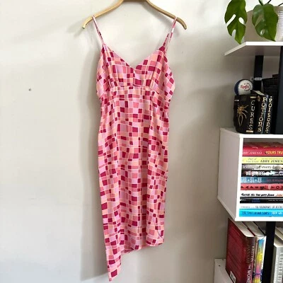 Vestido vintage años 90 rosa mosaico tirantes espagueti dobladillo asimétrico 11/12  Foto 1 de 4