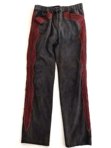 Isabel Marant Terciopelo Cuero-Manguera Gris Rojo XS Western Cuero Pantalones Gris Rojo 34 - Imagen 1 de 8