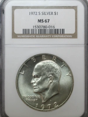 1972s Silver Eisenhower Dollar   NGC MS67   (780-016) - Image 1 of 3