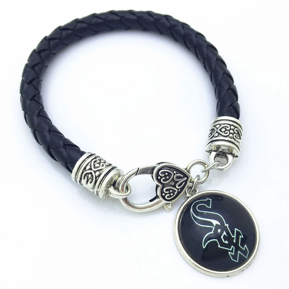 CHICAGO WHITE SOX LEATHER BRACELET by THE COSTUME JEWELRY KING-SPRING SPECIAL  - Image 1 of 1