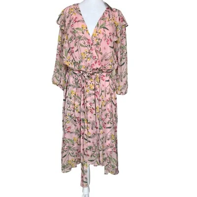 Tommy Hilfiger Balloon-3/4 Sleeve Faux-Wrap Dress Ballerina Pink 18W Plus NWT - Image 1 of 4