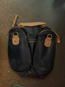 Ladies Hand/Shoulder Bag/Purse  - Blue & Brown - Faux Leather - Item#1465 - Picture 1 of 2
