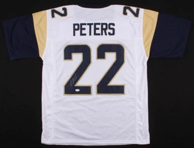 Camiseta deportiva firmada por Marcus Peters de Los Angeles Rams (certificado de autenticidad JSA) 2x Pro Bowl (2015, 2016) Foto 1 de 4