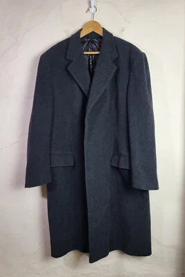 Hammersley Mens XL Overcoat Wool Cashmere Long Grey Formal Coat Woven - Image 1 of 4