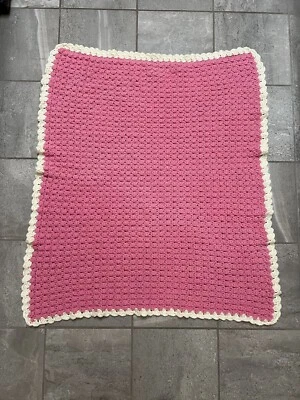 Ручной работы крючком одеяло розовый и белый - Изображение 1 из 3