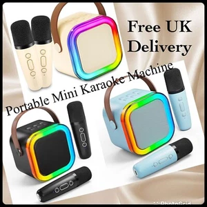 k12 Kids Mini Portable Bluetooth Karaoke Machine with 2 Microphone & LED Speaker - Picture 1 of 12