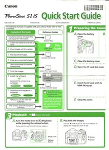 Canon Powershot S1 IS guía de inicio rápido SOLO - Imagen 1 de 1