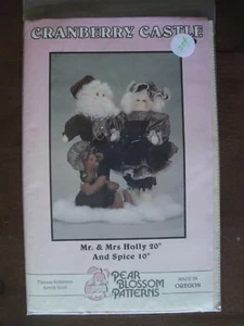 Uncut Pear Blossom Pattern MR. & MRS. HOLLY 20" DOLL AND SPICE Christmas Dolls - Picture 1 of 3