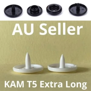 100 Set ==ONLY BLACK== KAM Extra Long Size 20 T5 Snap Fasteners AU - Picture 1 of 4