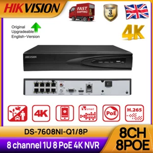 Hikvision 8CH 8POE 4K DS-7608NI-Q1/8P NVR 1SATA HDMI POE Network Video Recorder - Picture 1 of 17
