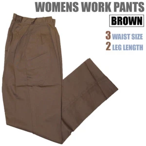 Womens Work Pants: BROWN (Trousers Cargo Combat Waist Inch Long Regular Ladies) - Picture 1 of 4