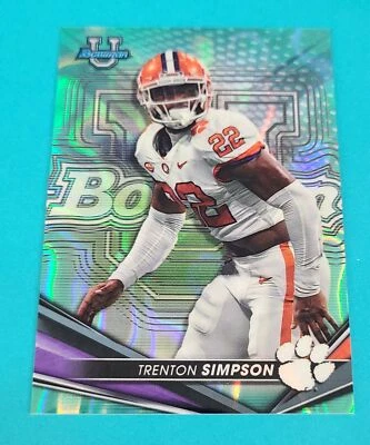 2022-23 Bowman's Best Univ Aqua Lava /199 #34 Trenton Simpson FOOTBALL Card L9 - Image 1 of 2