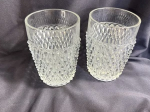 2 Vintage Indiana Diamond Point 10oz. Tumblers Clear Drink Beverage Glasses 4.5 - Picture 1 of 4