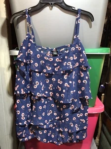 Torrid Womens Blue & Pink Ruffle Front Sleeveless Blouse Size 3X - Picture 1 of 4