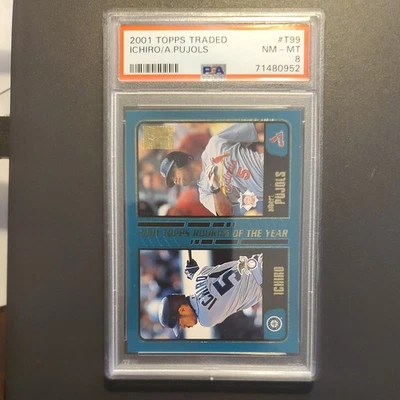 2001 Topps Traded Ichiro / Albert Pujols #T99 PSA 8 NM-MT RC Novato do Ano - Imagem 1 de 2