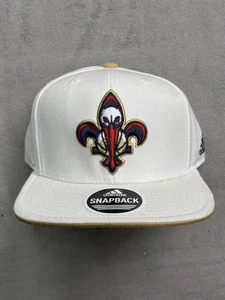 New Orleans Pelicans Hat Cap Snap Back White Gold NBA Basketball Adidas Mens - Picture 1 of 6
