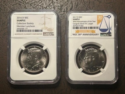 Lot Of 2 2016-D And 2017-D Kennedy Half Dollar Sample Slabs NGC Certified - Image 1 of 2