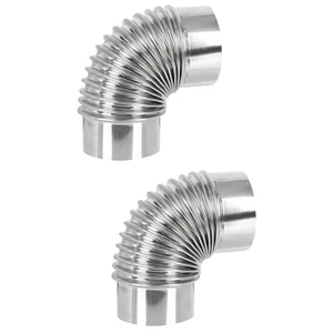 2 Pack 4 Stove Pipe Stainless Steel Elbow Chimney Durable Flue Exhaust Wood - Picture 1 of 12