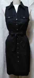 Nuevo WHITE HOUSE BLACK MARKET Talla 4 Camisa Vestido BOLSILLOS Cinturón Negro - Imagen 1 de 4