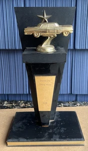 Vintage 1959 QUAKER CITY TIMING ASSOC Drag Strip Racing Trophy Salem OH black go - Picture 1 of 13