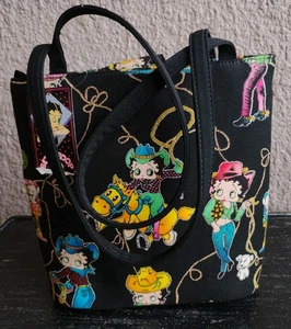 2004 Rhinestone Express Fabric Cowgirl Betty Boop Footed Purse Bag 9" Tall - Picture 1 of 11