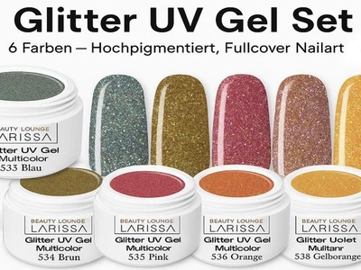 Glitter UV Gel Set 6 Farben – Hochpigmentiert, Multicolor, Nailart & Fullcover - Bild 1 von 4