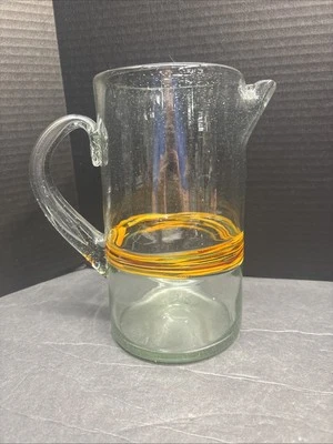 Jarra y barril de vidrio artístico rayas remolino grandes coloridas de México soplado a mano Foto 1 de 4