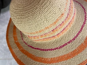 Sun hat 6 to 12 months Janie and Jack straw with orange stripes NWT. MSRP $34.50 - Picture 1 of 5
