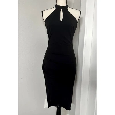 Bisou Bisou Womens Little Black Dress Midi Dress Size 2 Halter Neck Bodycon - Image 1 of 4