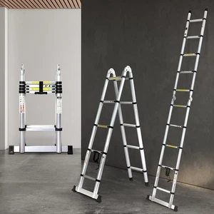Traderight 4.2M Folding Multi Purpose Ladder 10 Step Extension Ladder Aluminium - Picture 1 of 12