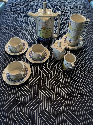 Kaffeeservice für 6 Personen von Dobány Sándor Handgemalt Keramik, Neuwertig - Bild 1 von 4
