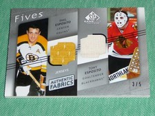 2008-09 SP Game Used "Brothers" FIVES ESPOSITO's / STAAL's 3/5 Fabrics with COA