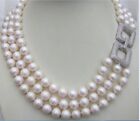 Triple AAA 8-9mm South China Sea Natural Round White Pearl Necklace 18 "925s-