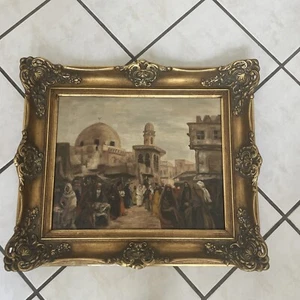 Ölbild Orientalist unten Signiert Öl auf Holz. - Bild 1 von 9