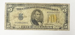1934 A US Emergency North Africa $5 Silver Certificate Paper Money ~ VG ~ 589A - Picture 1 of 2
