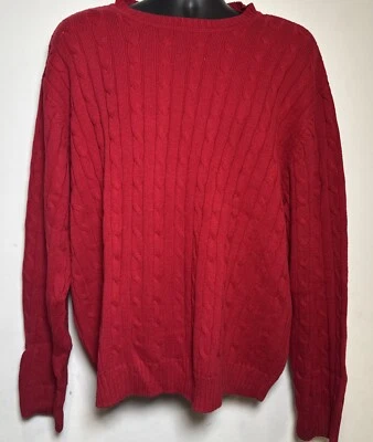 Suéter de punto con cable Club Room para hombre X-grande algodón cuello redondo manga larga rojo Foto 1 de 4