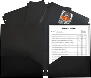 C-Line Two-Pocket Heavyweight Poly Portfolio Folder with Three-Hole Punch - Picture 1 of 4