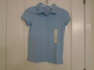 Cat & Jack Sz L 10/12 School Uniform Polo Shirt Short Sleeve Light Blue NEW - Picture 1 of 2
