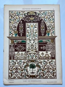 German Renaissance Wall Ceiling Painting chromolithograph 1889 Dolmetsch - Picture 1 of 7