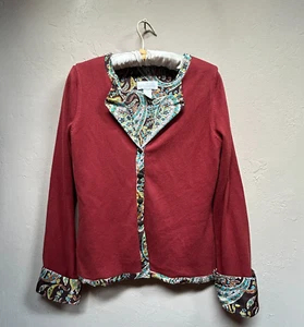 Soft Surroundings Small Silk Cashmere Paisley Sweater Cardigan Burnt Orange - Picture 1 of 7