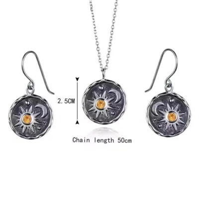 Conjunto de joias Sun & Moon – Colar e brincos com caixa de presente - Imagem 1 de 3