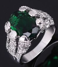 Fashion Mens Cool Jewelry Green Cz 18K Gold Filled Wedding Ring Size 8-11