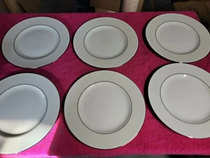 Lenox Kate Spade Cypress Point Dinner Plate 10.5 inch Platinum Trim set of 6 - Picture 1 of 3
