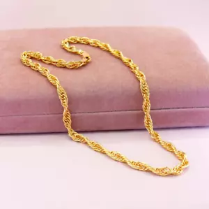 Vintage Vermeil Gold Plated Sterling Silver Italian Rope 15 5/8" Choker Necklace - Picture 1 of 13
