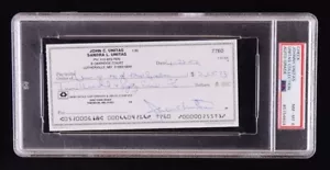 Johnny Unitas Autographed 2002 Personal Bank Check PSA Graded NM-MT 8 Encased - Picture 1 of 2