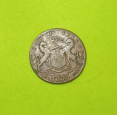 Island Of Sultana Coin Single Flag 1835 Nice Grade Coin Cover