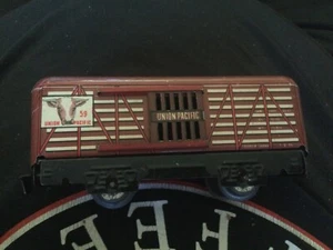 Marx Train #59 Union Pacific Stock Car with Slotted Sides: 4-wheel 6”. - Picture 1 of 4
