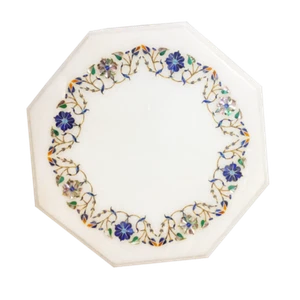 12" Marble Table top Semi Precious Stone Handmade Pietra Dura Work - Picture 1 of 1