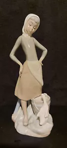LLADRO Girl with Milk Pail Duck Goose GLAZED Retired 1990 - Picture 1 of 8